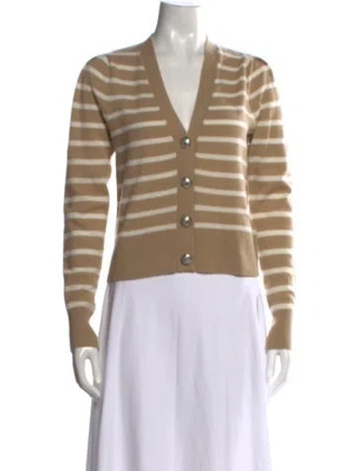 Pre-owned Veronica Beard Cashmere Striped Sweater In White