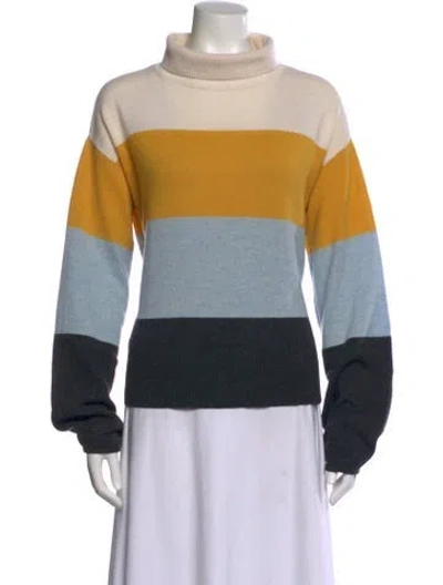 Pre-owned Veronica Beard Cashmere Striped Sweater In Yellow