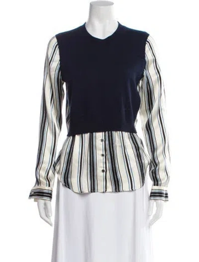 Pre-owned Veronica Beard Cashmere Striped Top In Blue