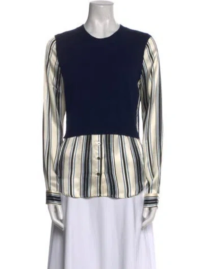 Pre-owned Veronica Beard Cashmere Striped Top In Blue