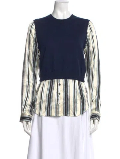 Pre-owned Veronica Beard Cashmere Striped Top In Blue