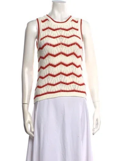 Pre-owned Veronica Beard Cashmere Striped Top In White