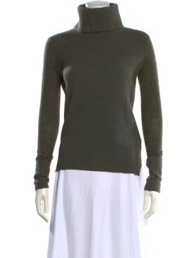 Pre-owned Veronica Beard Cashmere Turtleneck Sweater In Green