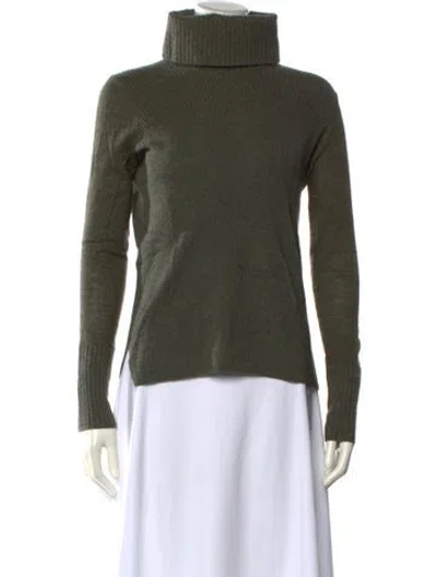 Pre-owned Veronica Beard Cashmere Turtleneck Sweater In Green