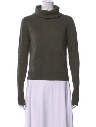 Pre-owned Veronica Beard Cashmere Turtleneck Sweater In Green