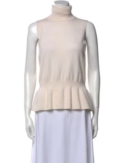 Pre-owned Veronica Beard Cashmere Turtleneck Sweater In Neutral