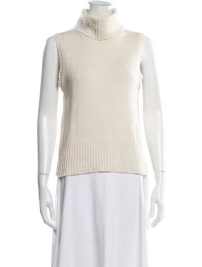 Pre-owned Veronica Beard Cashmere Turtleneck Sweater In Neutral