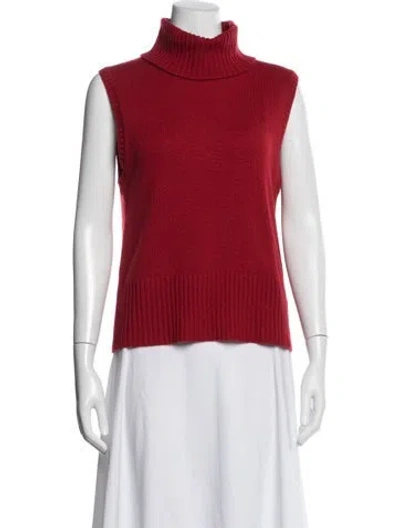Pre-owned Veronica Beard Cashmere Turtleneck Sweater In Red