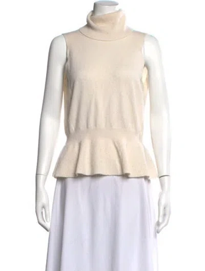 Pre-owned Veronica Beard Cashmere Turtleneck Sweater In White