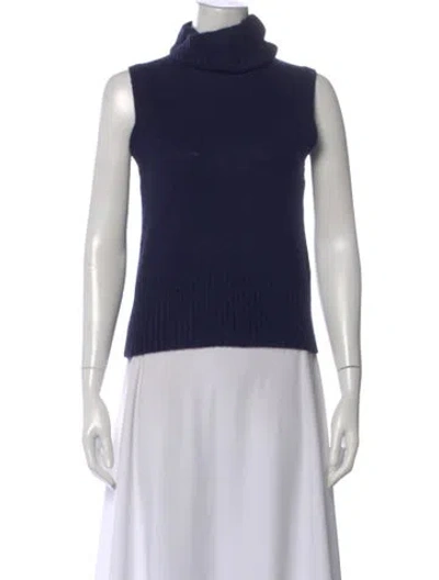 Pre-owned Veronica Beard Cashmere Turtleneck Top In Blue