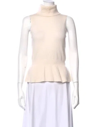 Pre-owned Veronica Beard Cashmere Turtleneck Top In Neutral
