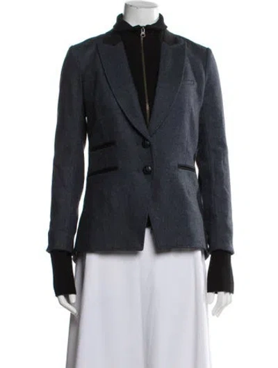 Pre-owned Veronica Beard Cashmere Tweed Pattern Blazer In Blue