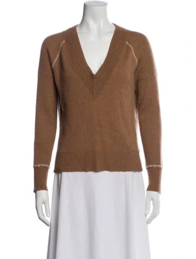 Pre-owned Veronica Beard Cashmere V-neck Sweater In Brown