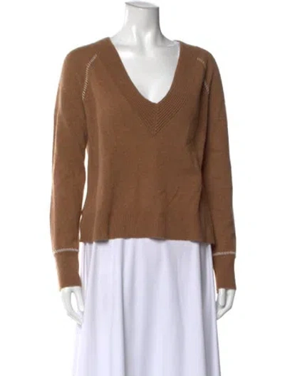 Pre-owned Veronica Beard Cashmere V-neck Sweater In Brown