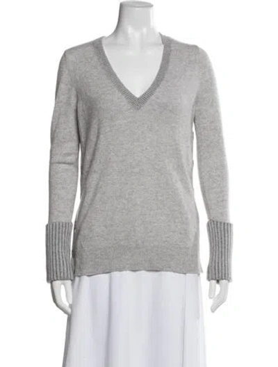 Pre-owned Veronica Beard Cashmere V-neck Sweater In Gray