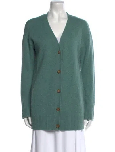 Pre-owned Veronica Beard Cashmere V-neck Sweater In Green