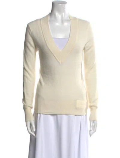 Pre-owned Veronica Beard Cashmere V-neck Sweater In Neutral