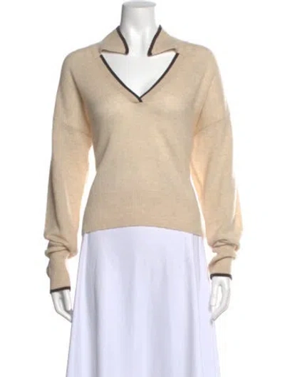 Pre-owned Veronica Beard Cashmere V-neck Sweater In Neutral