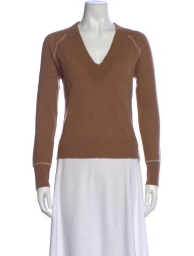 Pre-owned Veronica Beard Cashmere V-neck Sweater In Neutral