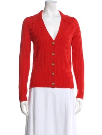 Pre-owned Veronica Beard Cashmere V-neck Sweater In Orange