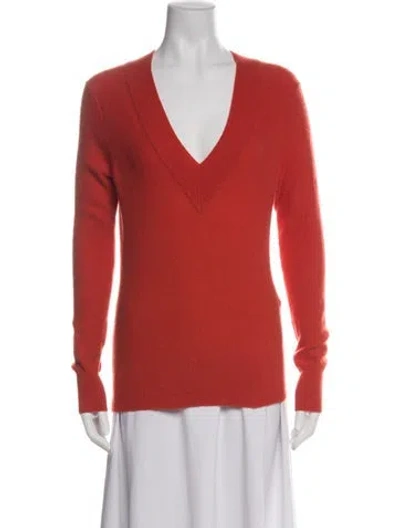 Pre-owned Veronica Beard Cashmere V-neck Sweater In Orange