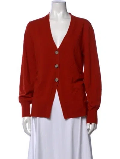 Pre-owned Veronica Beard Cashmere V-neck Sweater In Orange