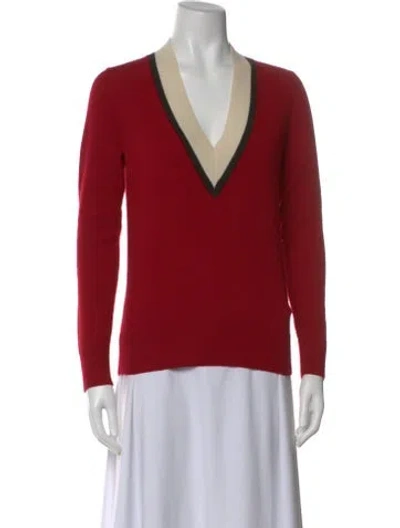 Pre-owned Veronica Beard Cashmere V-neck Sweater In Red