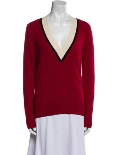 Pre-owned Veronica Beard Cashmere V-neck Sweater In Red