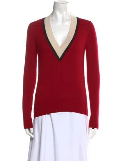 Pre-owned Veronica Beard Cashmere V-neck Sweater In Red