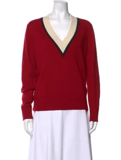 Pre-owned Veronica Beard Cashmere V-neck Sweater In Red