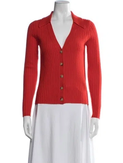Pre-owned Veronica Beard Cashmere V-neck Sweater In Red