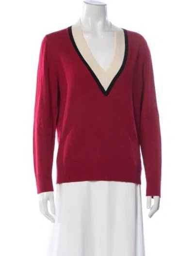 Pre-owned Veronica Beard Cashmere V-neck Sweater In Red