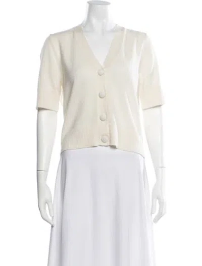 Pre-owned Veronica Beard Cashmere V-neck Sweater In White