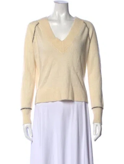 Pre-owned Veronica Beard Cashmere V-neck Sweater In White