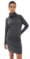 Veronica Beard Cassidy Merino Wool And Cashmere-blend Turtleneck Mini Dress In Charcoal
