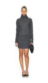 Veronica Beard Cassidy Merino Wool And Cashmere-blend Turtleneck Mini Dress In Grey
