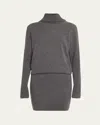 Veronica Beard Cassidy Merino Wool And Cashmere-blend Turtleneck Mini Dress In Charcoal