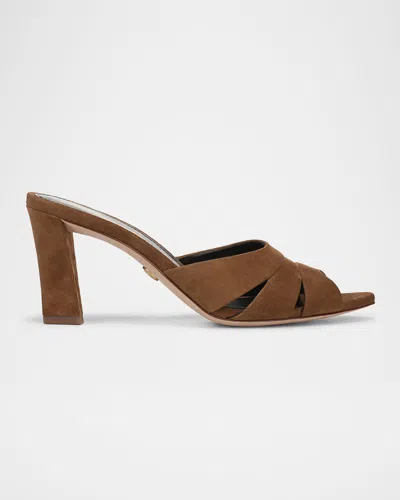 VERONICA BEARD CASSIEL SUEDE PEEP-TOE SLIDE SANDALS