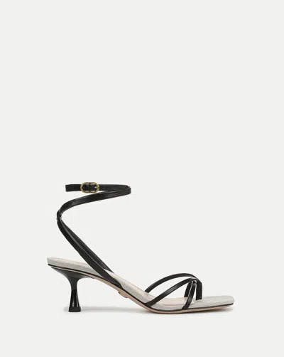Veronica Beard Caterina Leather Ankle-wrap Sandal In Black