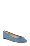 Veronica Beard Catherine Denim Bow Ballerina Flats In Blue