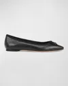 VERONICA BEARD CATHERINE LEATHER BOW BALLERINA FLATS