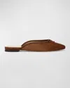 Veronica Beard Catherine Suede Bow Ballerina Mules In Cedar