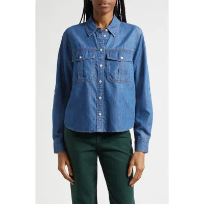 Veronica Beard Catriona Cotton Blend Button-up Shirt In Blue