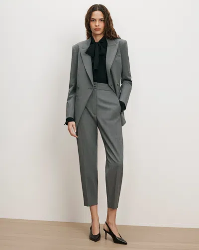 Veronica Beard Caven Slim Cropped Pant In Medium Heather Grey
