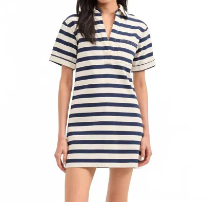 Veronica Beard Cayden Polo Dress In Navy/ Dove In Multi
