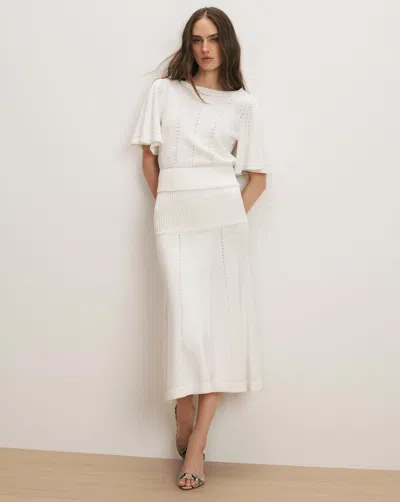 Veronica Beard Cazian Knit Midi Skirt In White