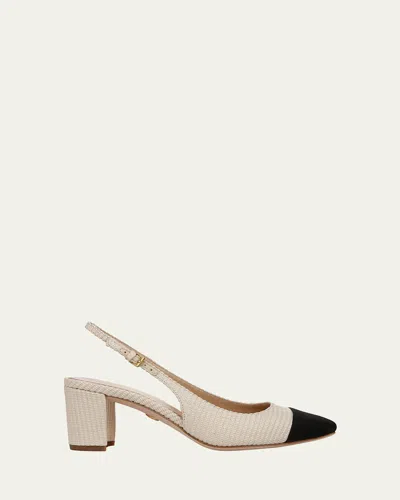 Veronica Beard Cecile Bicolor Cap-toe Slingback Pumps In Natural/black