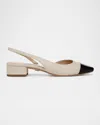 Veronica Beard Cecile Bicolor Slingback Ballerina Pumps In Natural/black