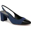 Veronica Beard Cecile Cap Toe Slingback Pump In Mountain Blue/black