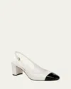 Veronica Beard Cecile Cap-toe Slingback Pumps In Coconut/black